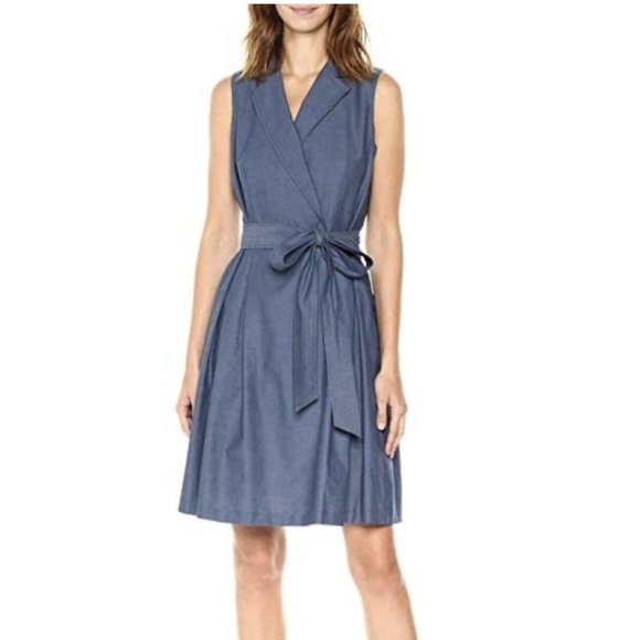 NWT Anne Klein Belted Sleeveless Shirt Dress - Picture 1 of 8